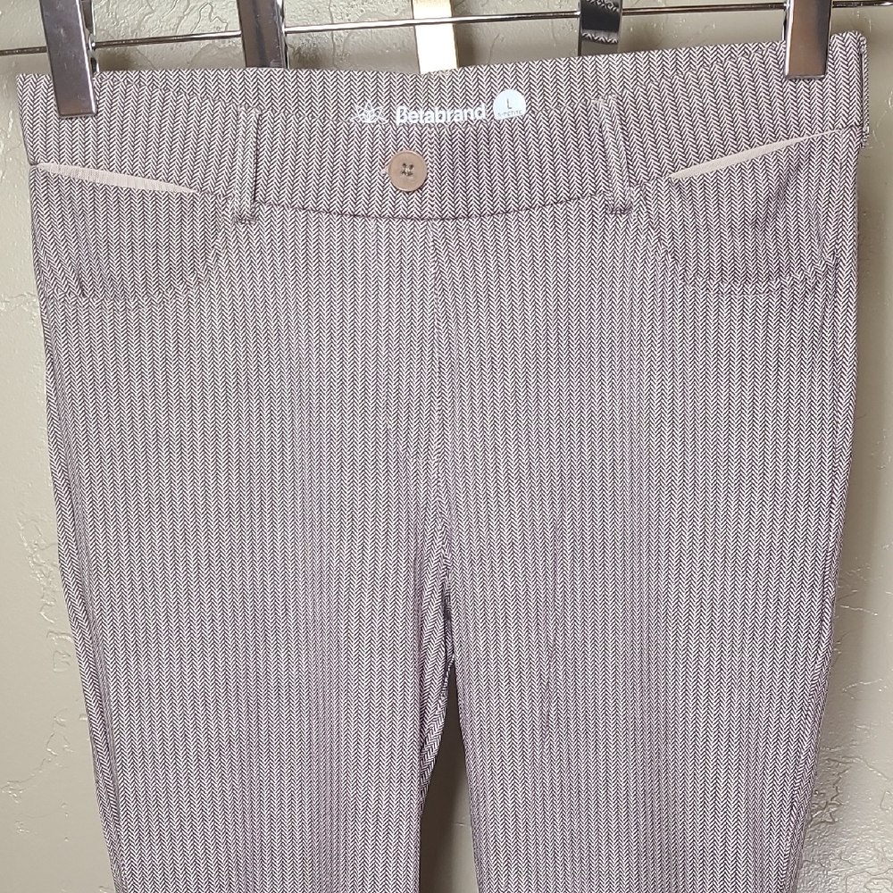 Betabrand Herringbone Trousers in Brown and‎ Cream Yoga Comfort Work Pants